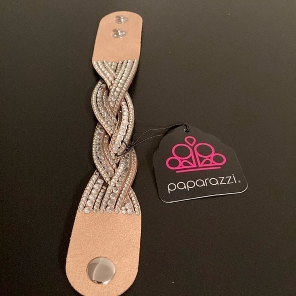 Paparazzi Silver and Tan Braided Watch
